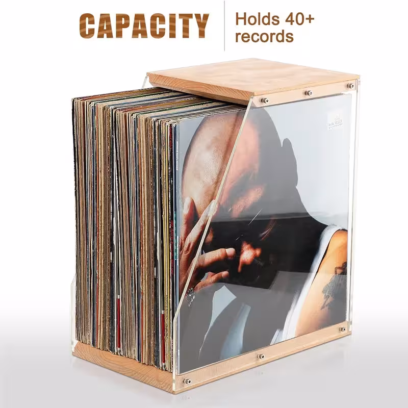 vinilo plokščių organizeris medinis