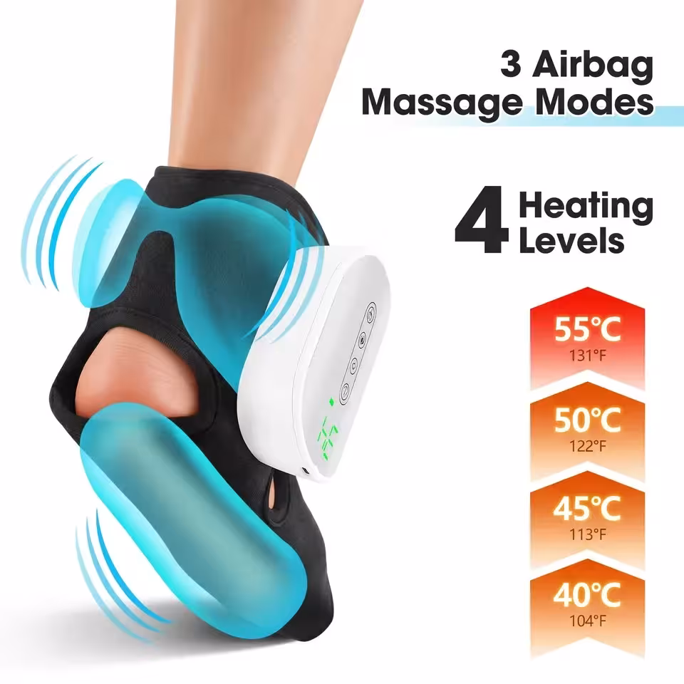 Massaggiatore elettrico 2 in 1 wireless per piedi e caviglie con pressione d'aria e riscaldamento