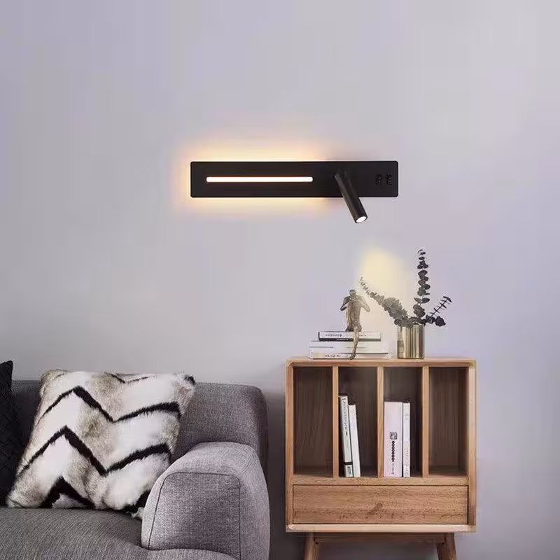 Luminaria de pared LED con puerto de carga USB