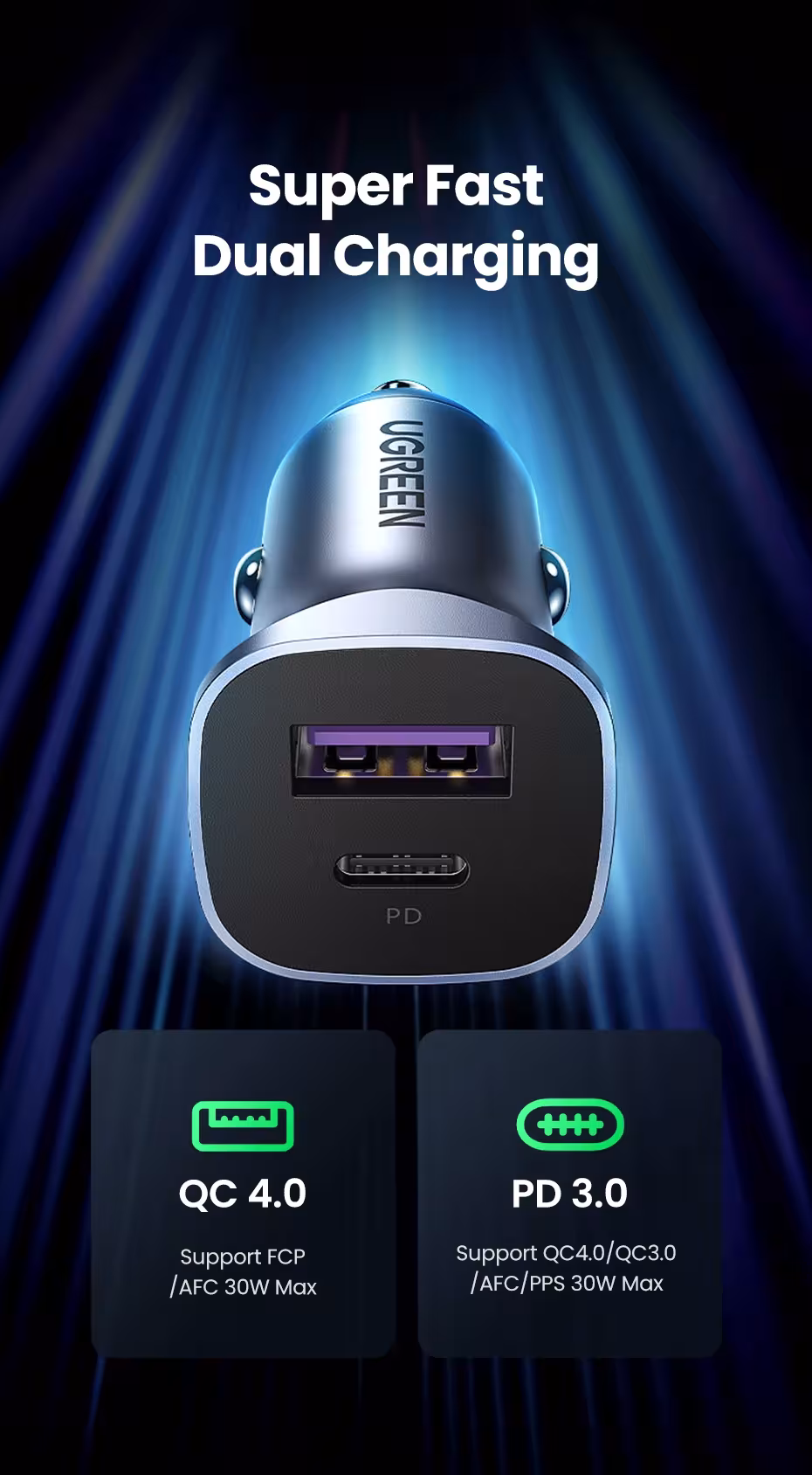 caricabatterie per auto 30W