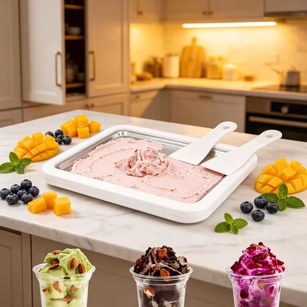 Machine à glace maison Rolled Ice Cream Maker 22,5 cm aluminium