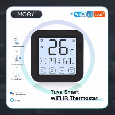 Contrôleur de thermostat IR WiFi Tuya MOES écran LCD bouton tactile Alexa