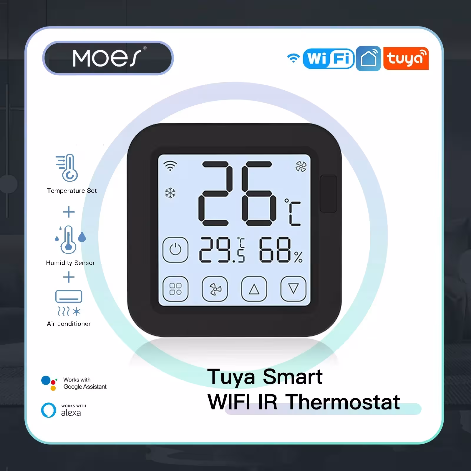 MOES Tuya WiFi IR Termostatas Valdiklis LCD Ekranas Liečiamas Mygtukas Alexa