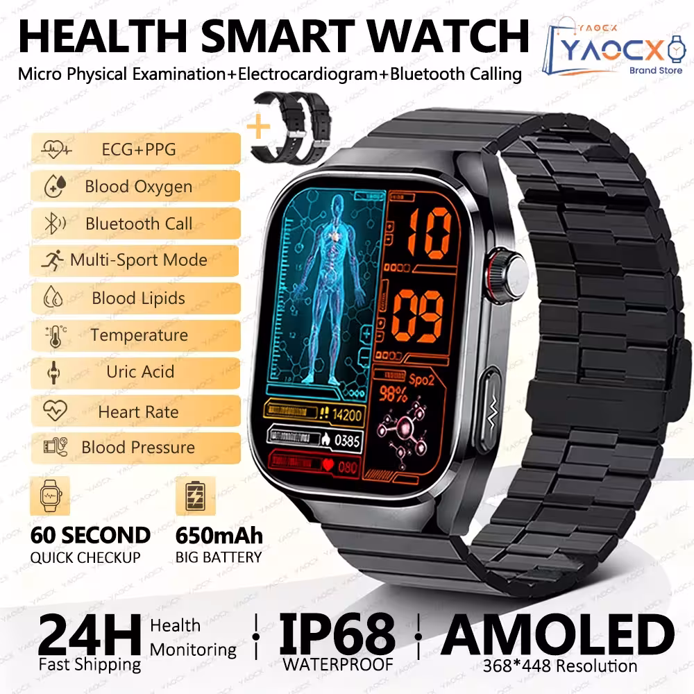 2026 Sveikatos Smart Watch Vyrams su EKG PPG Kraujospūdžio Širdies Ritmo Monitoringu
