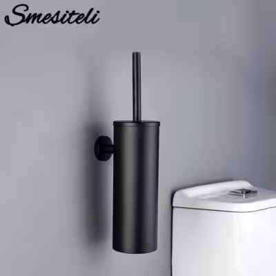 Portascopino nero per WC a parete in acciaio inossidabile 304 moderno