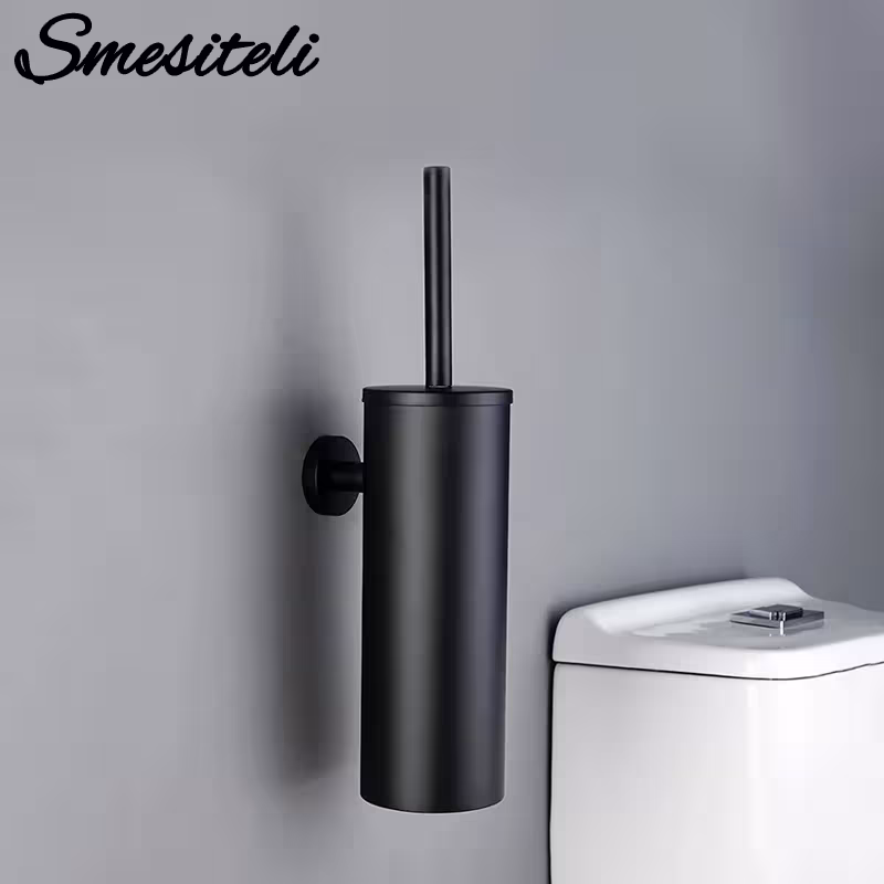 Black toilet brush holder for wall 304 stainless steel modern
