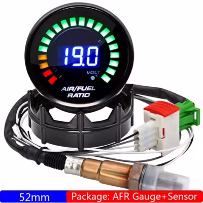 Manomètre de rapport air/carburant 52 mm avec écran LED et capteur d'oxygène 12V