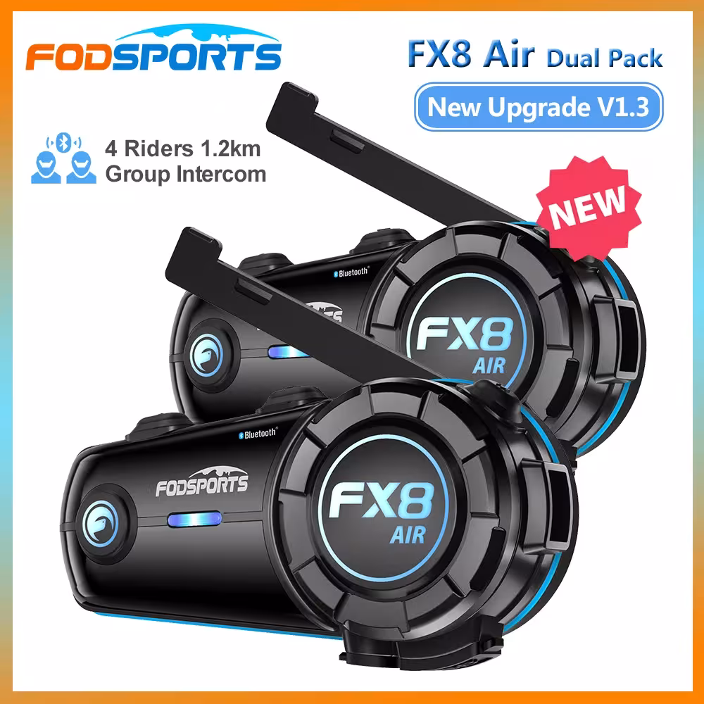 2PCS Fodsports FX8 Air motorcycle helmets Bluetooth headsets for 4 riders