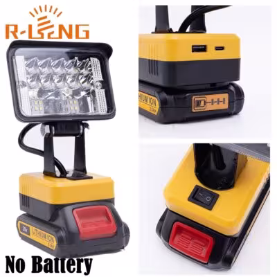 Lampe de travail LED sans fil portable pour batterie au lithium DeWalt 18V