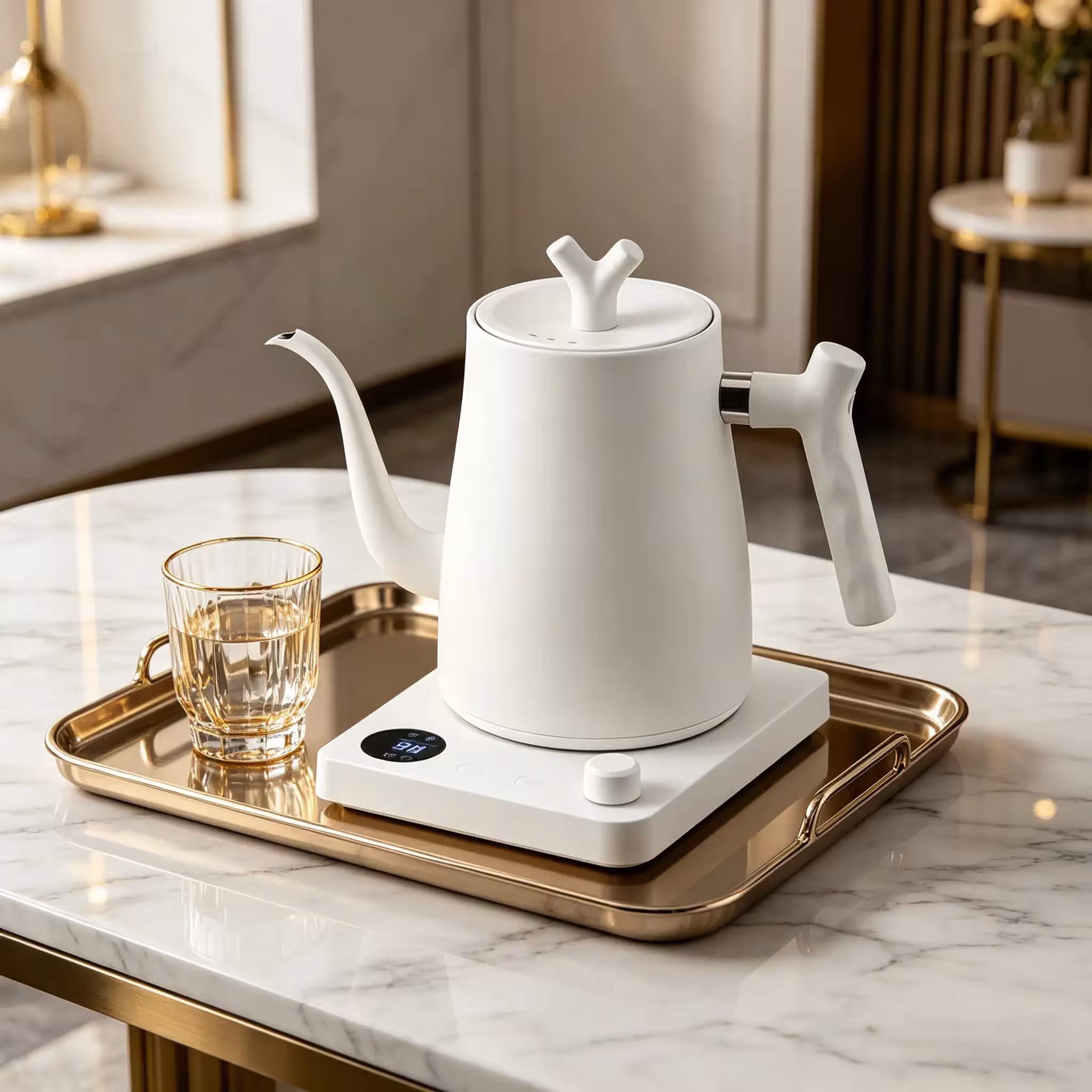 1L Smart Temperature Control Electric Gooseneck Kettle 220V/110V Stainless Steel Hand Brew Coffee Rapid Heating Kettle