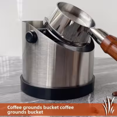 Contenitore per fondi di caffè in acciaio inossidabile con gomma e design inclinato