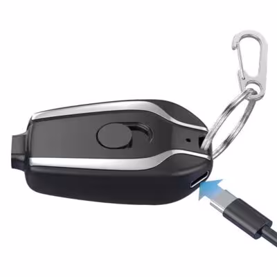 Compact portable phone charger with keychain USB LED