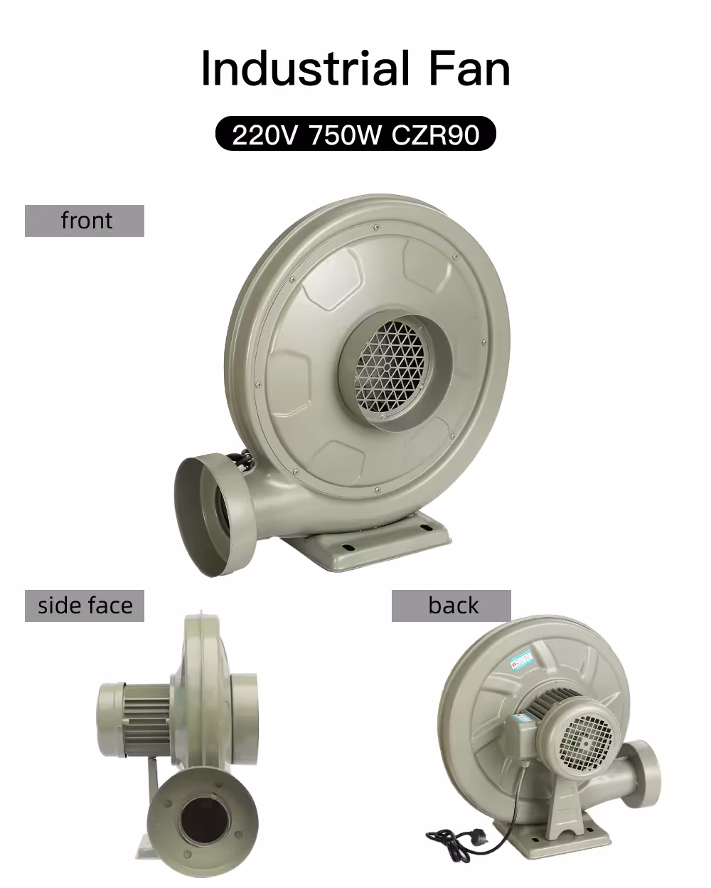 ventilateur d'air centrifuge 750W