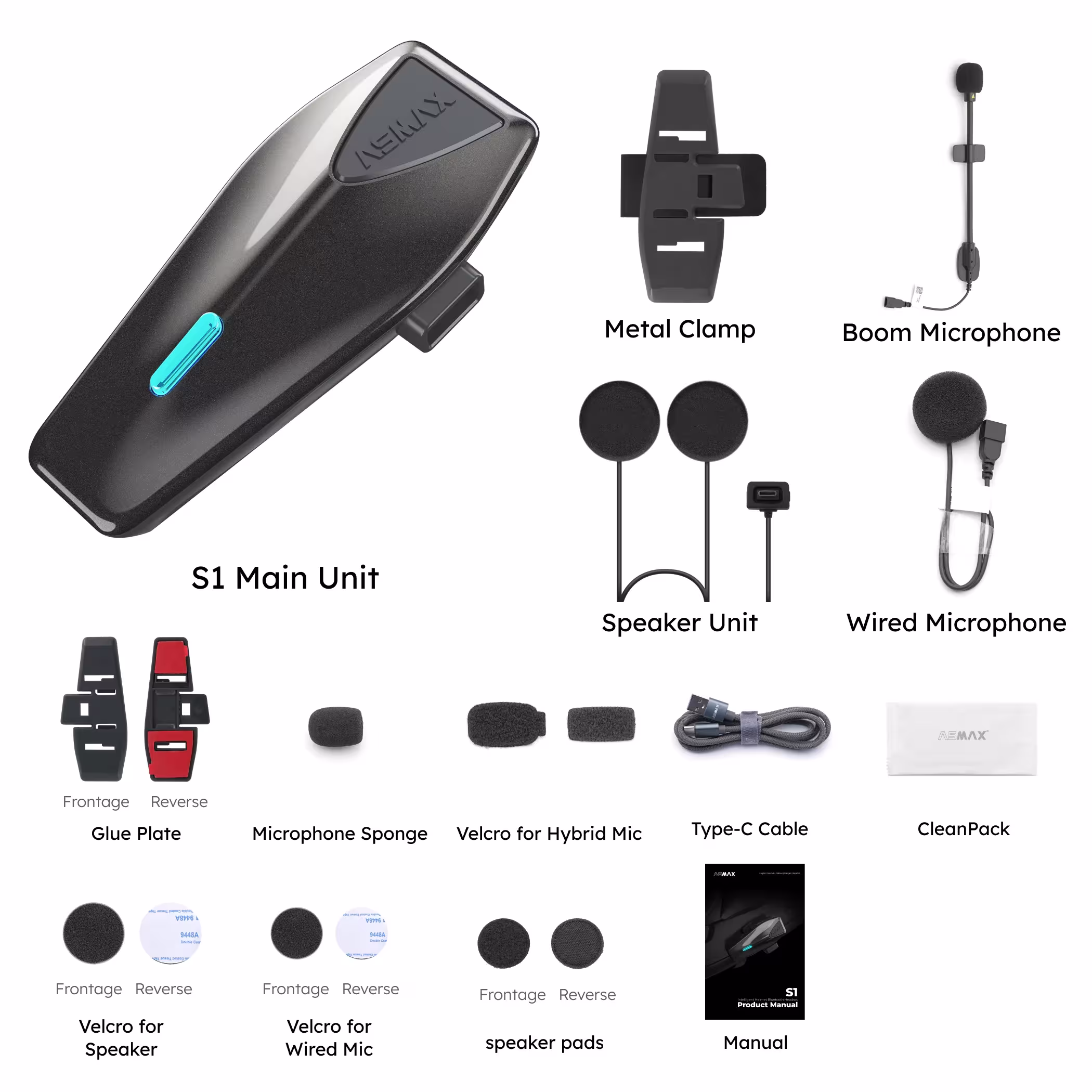 ASMAX S1 Helmet Bluetooth Headset Voice Control Motorcycle Communication 8 Radars