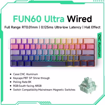 Clavier de jeu mécanique magnétique Akko MonsGeek FUN60 60% avec rétroéclairage ARGB 8K
