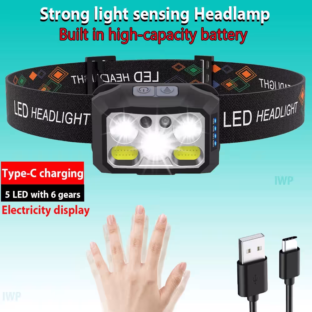 Handheld flashlight with gesture control and 36-hour battery life