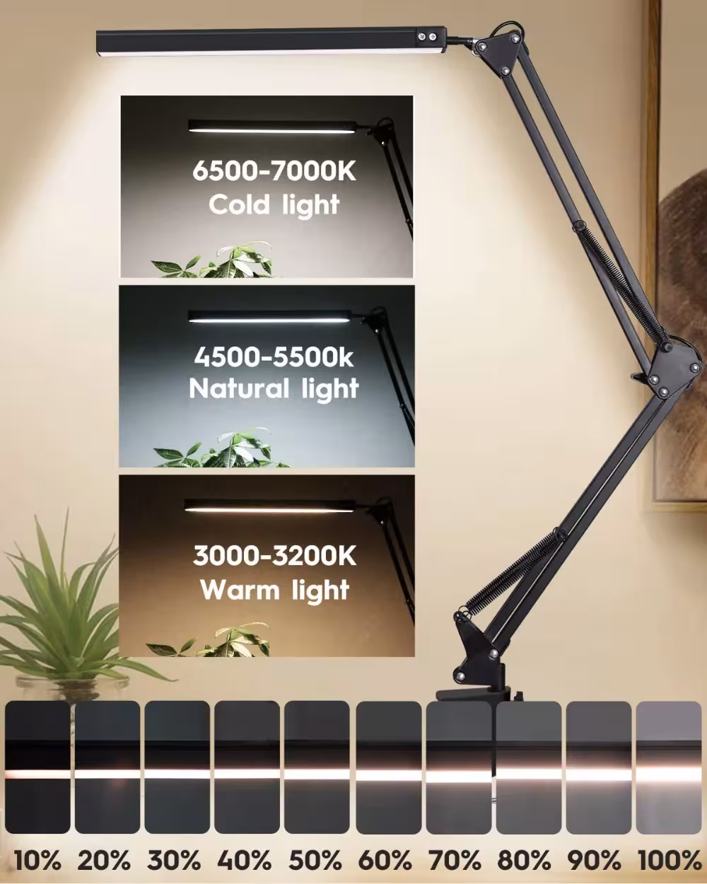 LED biuro lempa su spaustuku