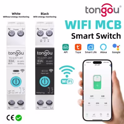 TUYA WiFi Disjoncteur intelligent 63A DIN avec compteur d'énergie