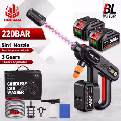 ONEVAN 220Cepillos de alta presión de lavado de coches 3 Gearar 18V