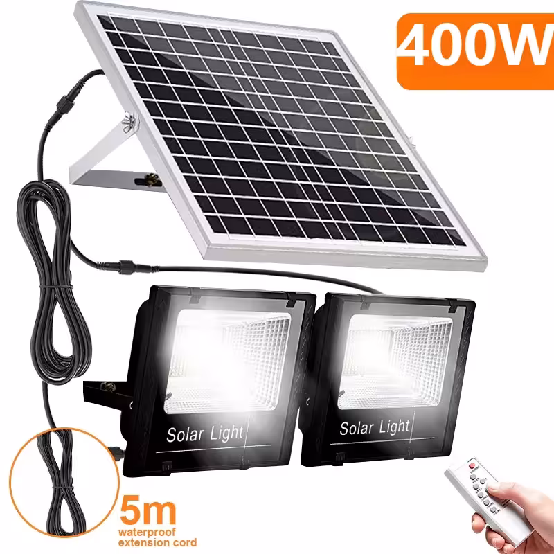 Solar-powered LED floodlight 400W with two lights