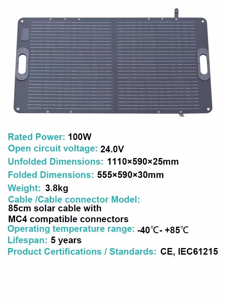 100W saulės skydelis sulankstomas