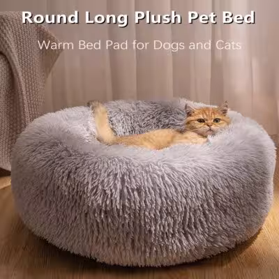 Soft ronde chats et lit de chien 40-70 cm oreiller de bouée chaude