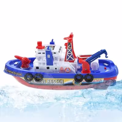 Elektrisches Feuerlöschboot für die Badewanne mit Wasserspritzfunktion und Licht