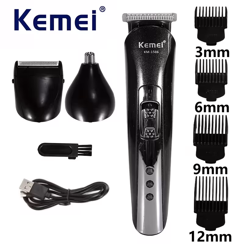 Kemei KM-1506 3 en 1 rasoir électrique USB recharge cheveux professionnel