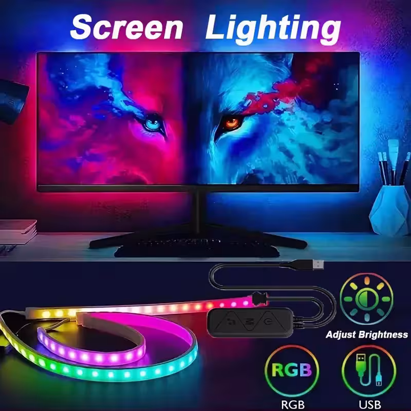 RGB LED strip for computer with screen light synchronization