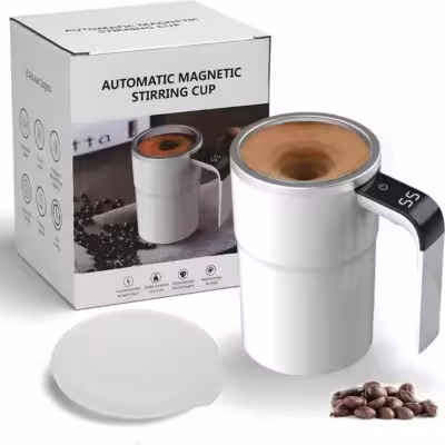 Magnetic self-mixing cup with LED thermometer electric coffee