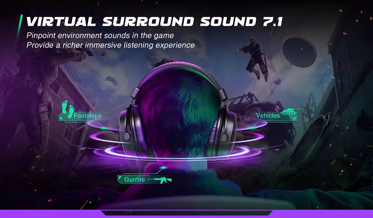 gaming ausų telefonu 7.1