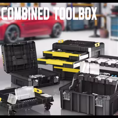 AIRAJ foldable toolbox with wheels and handle, durable 5-piece set