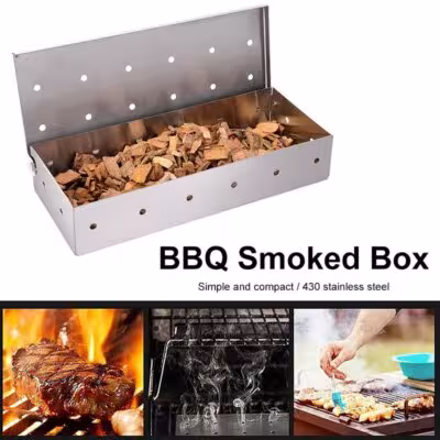 Smoking box of stainless steel BBQ for grill or gas