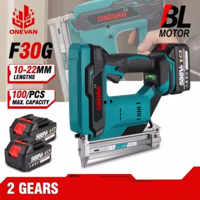 Pistola de clavos eléctrica F30G, grapadora de 100 clavos, herramienta para muebles, compatible con Makita 18V