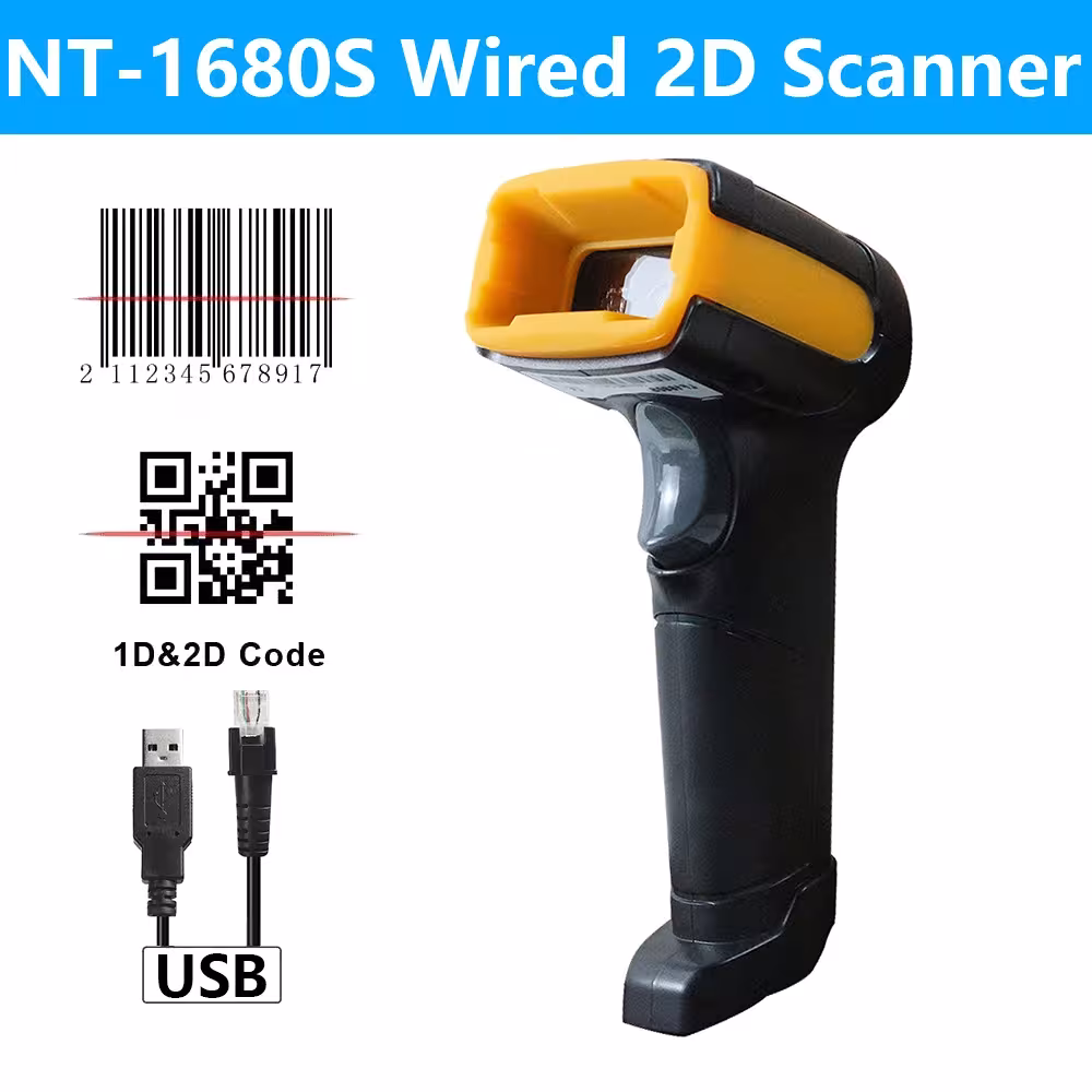 Bevielis ir laidinis brūkšninio kodo skaitytuvas 1D 2D QR PDF417 duomenų matrica RS232 Bluetooth
