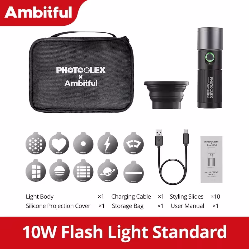 Ambitful Lampe de projection 10W quatre couleurs avec batterie rechargeable 8400mAh
