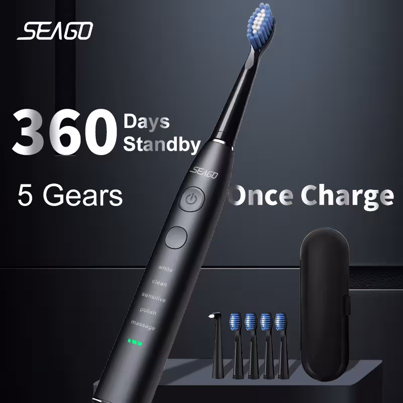 Seago SG-575 elektrinė USB šepetėlis suaugusiems 360 dienų baterija IPX7