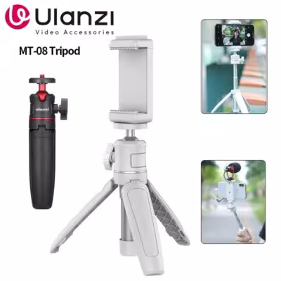 Trípode mini Ulanzi MT-08 blanco, plegable, monopie universal de 1/4''.