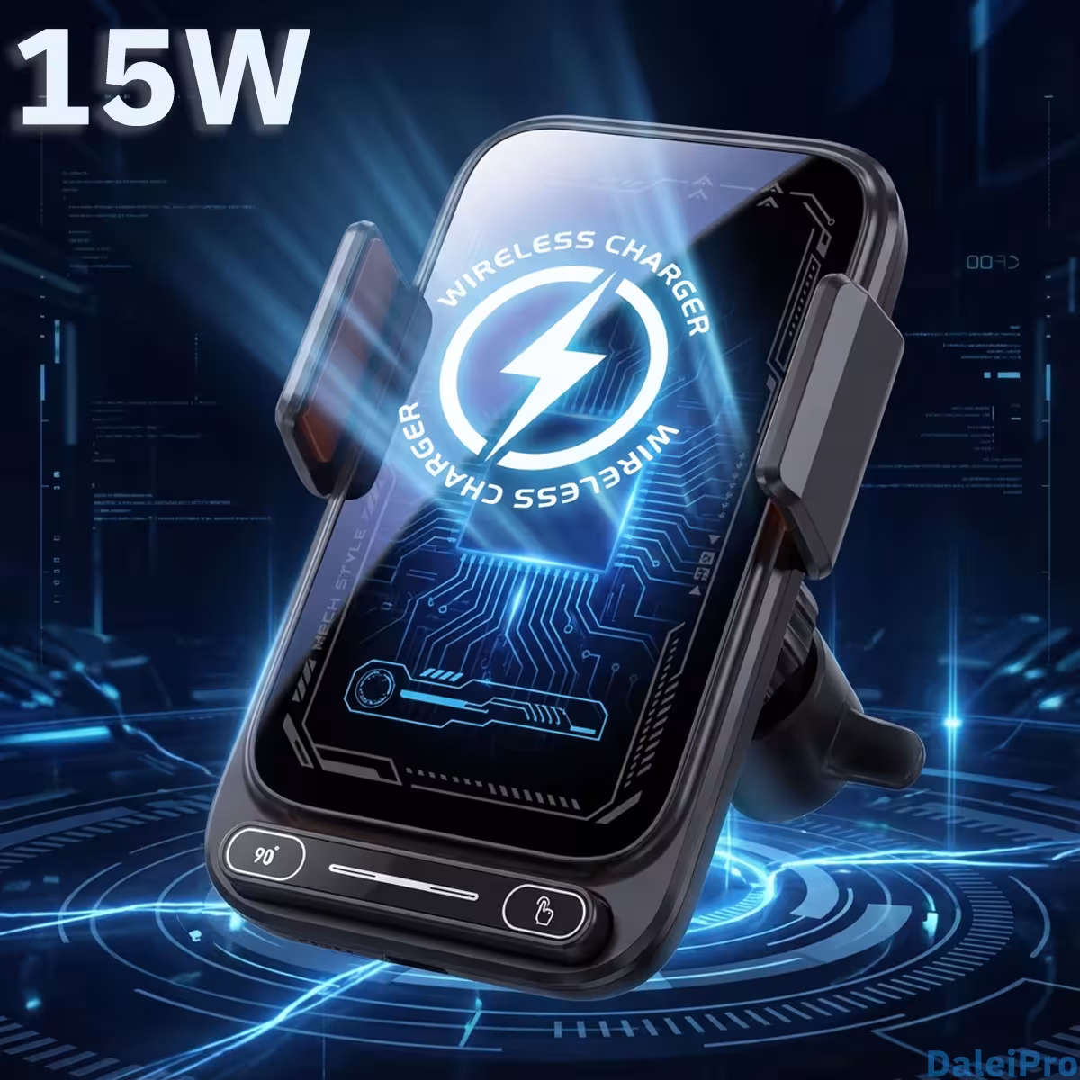 Smart Sensing car phone holder 15W Qi wireless charging automatic rotation