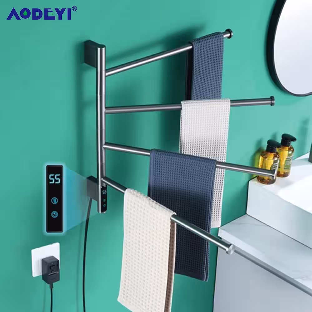 Sèche-serviettes électrique avec étagère rotative 110/220V