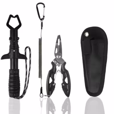 Juego de alicates de pesca y pinza para peces con extractor de anzuelos