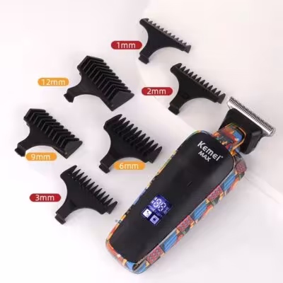 Tondeuse à cheveux professionnelle Kemei pour barbe d'homme avec batterie