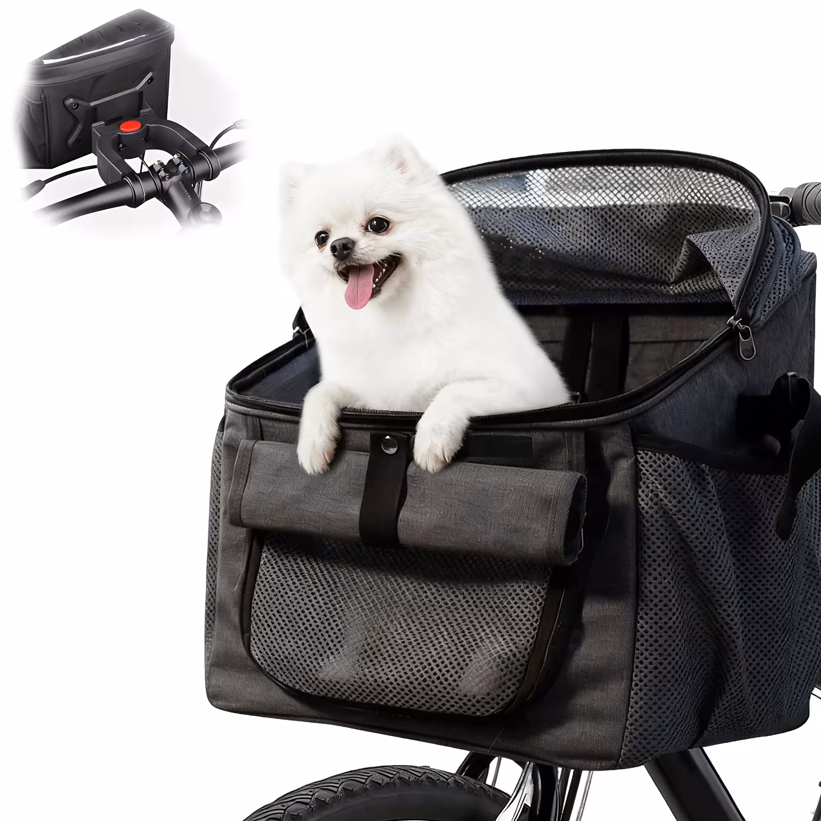 Les sièges de voiture devant le chat du chien sont suspendus pour un voyage sûr