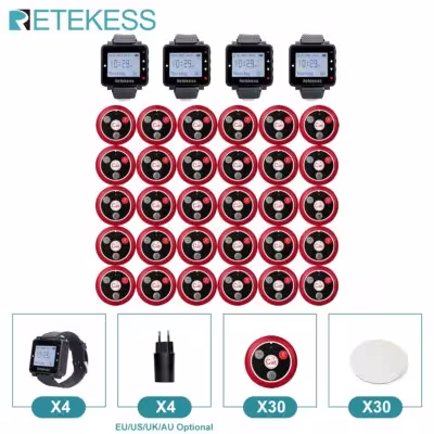 RETEKESS T128 T117 bevielė restorano skambinimo sistema su laikrodžio imtuvu