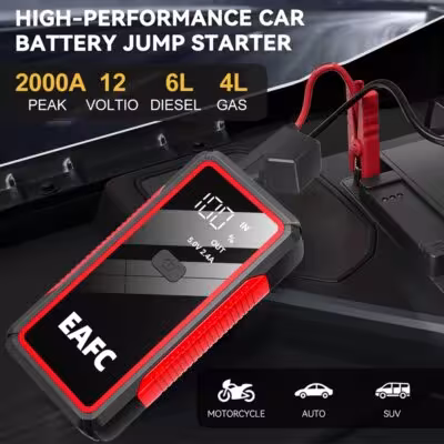 EAFC Jump Starter Power Bank 12V automobilių starteris 2000A 1000A baterija