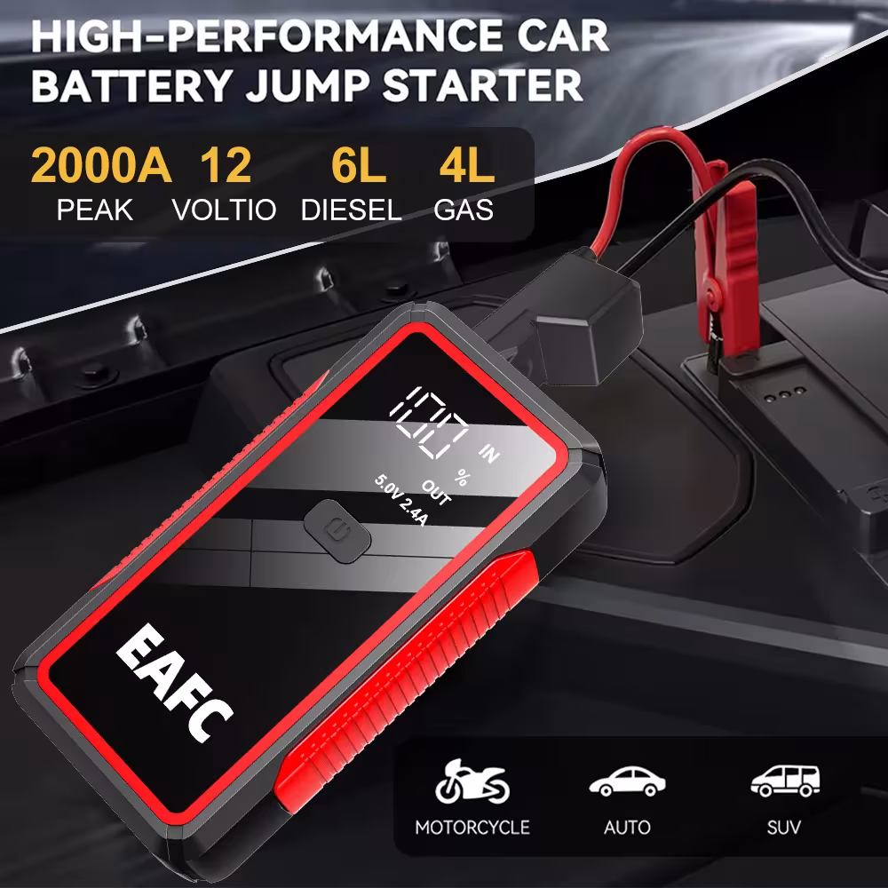 EAFC Jump Starter Power Bank 12V avviatore auto 2000A 1000A batteria