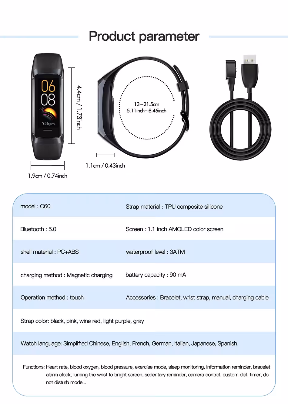 horloge intelligente avec fréquence cardiaque