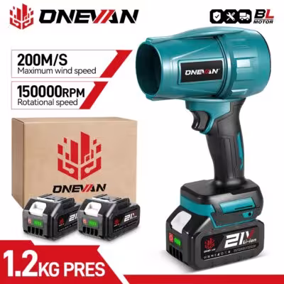 ONEVAN 200M/S Souffleur Turbo Brushless 2000W Souffleur d'air électrique sans fil pour la poussière
