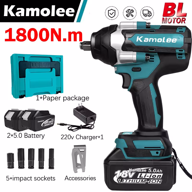 Kamolee 1800N.m DTW700 avvitatore a impulsi elettrico a batteria senza spazzole per Makita 18V