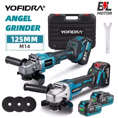 YOFIDRA 125MM Herramienta de Amoladora Angular Eléctrica Inalámbrica para Batería Makita 18V